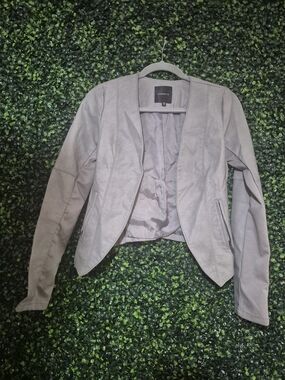 Dynamite Women's Gray Open-Front Faux Suede Jacket